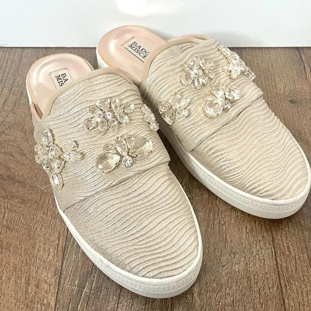 Badgley Mischka Seline  Embellished Slip On Sneakers Mule